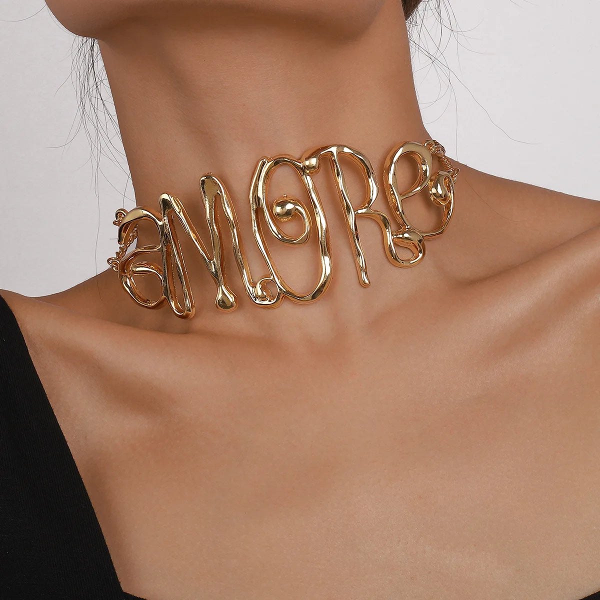 2023 Necklace New Heavy Metal Hip-hop Exaggerated Letter Love Choker Necklace Party Jewelry for Woman Gift Wholesale
