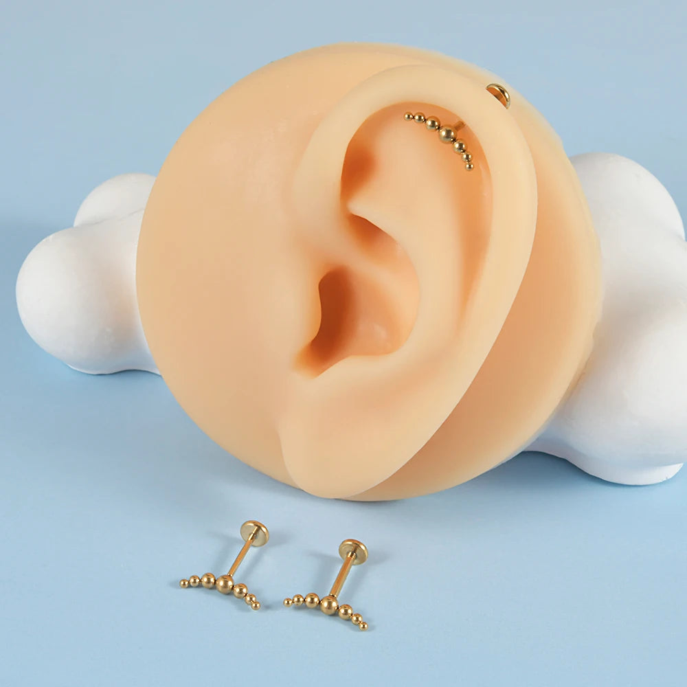 Beads Threadless Cluster Vertical Helix Earring 16G Monroe Cartilage Labret Lip Stud Tragus Piercing
