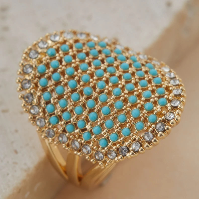 Retro Bohemian Fashion Set Zircon Oval Ring