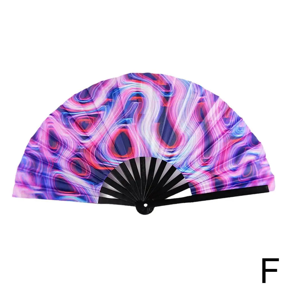 Large Folding Hand Rave Fan Colorful Reflective Foldable Fan
