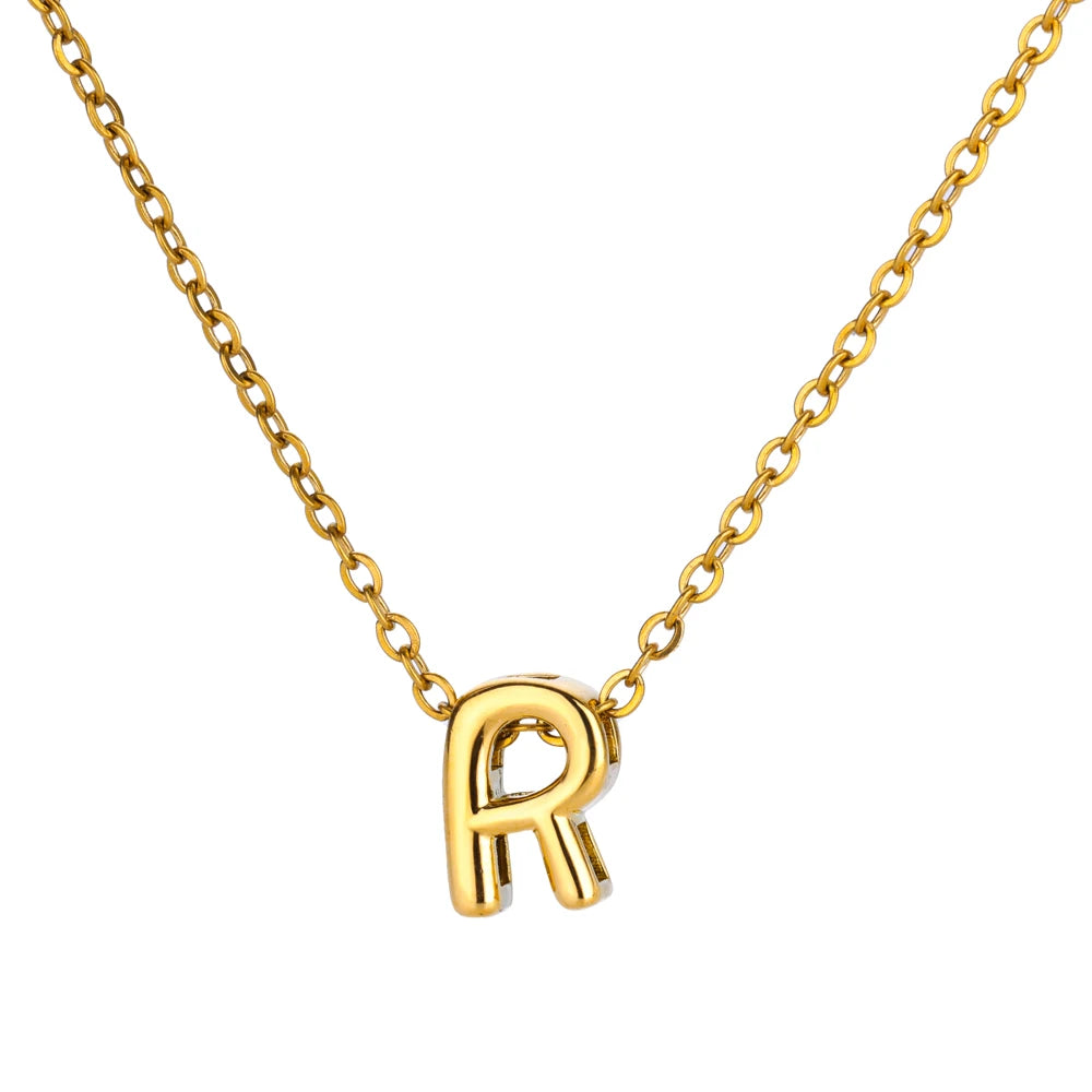 Stainless Steel Gold Color Initial Necklaces