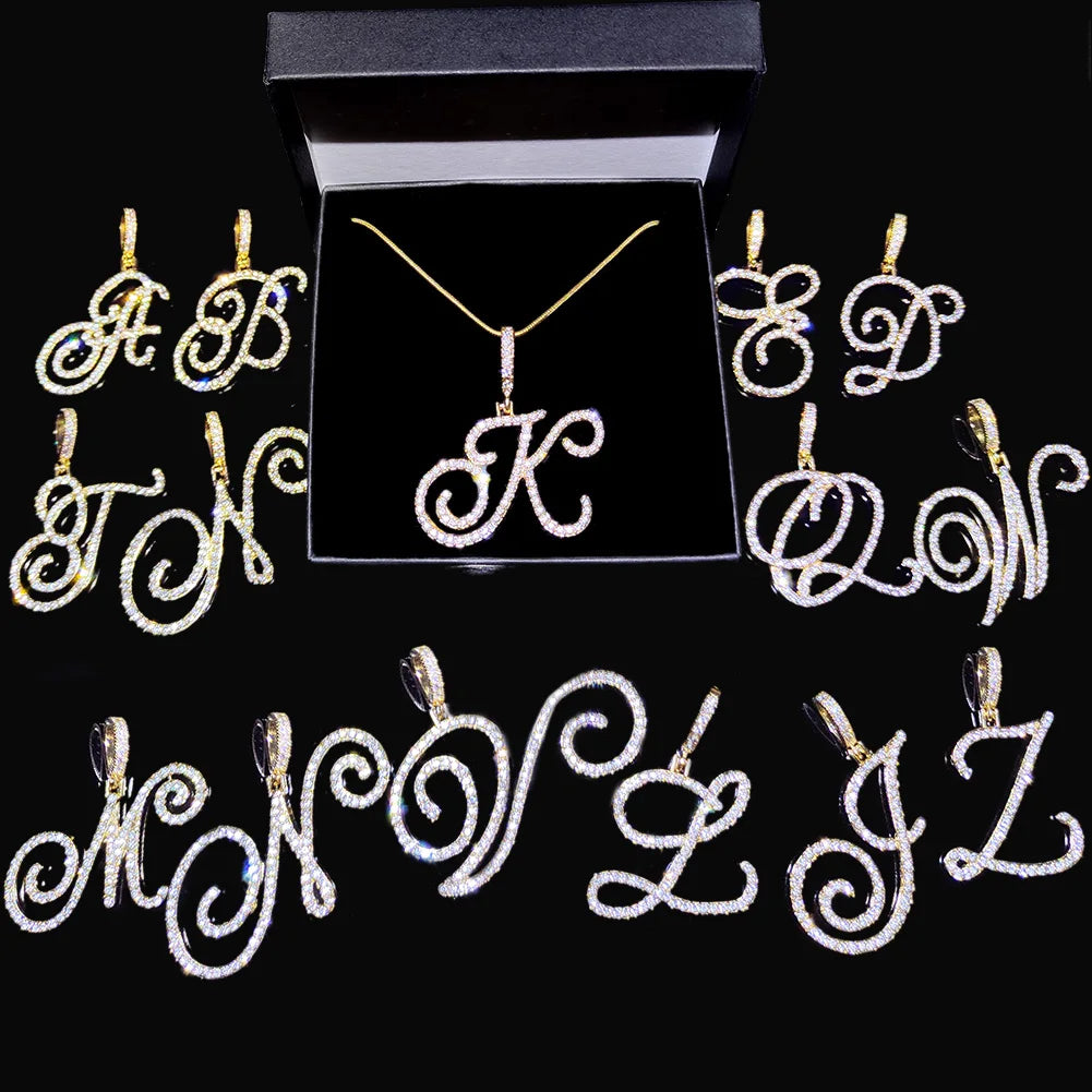 A-Z Cursive Initial Letter Name Pendant Necklace For Women