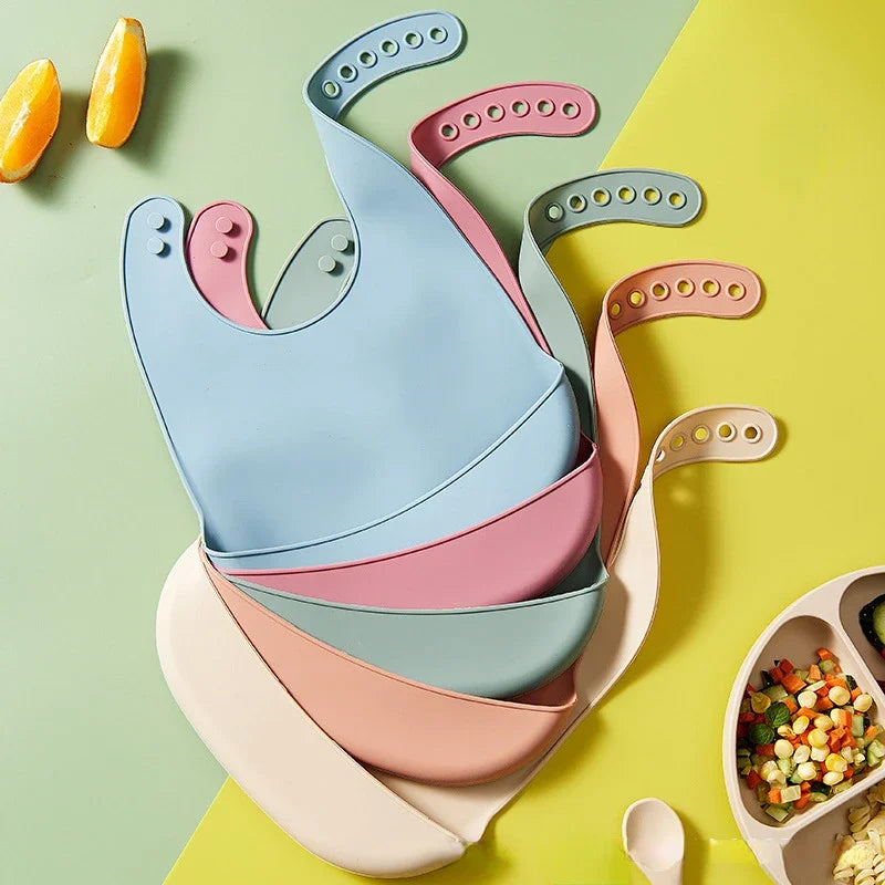 Baby Bib Adjustable Waterproof Bibs Babies Soft Edible Silicone - Buy One Get Two Free π₯