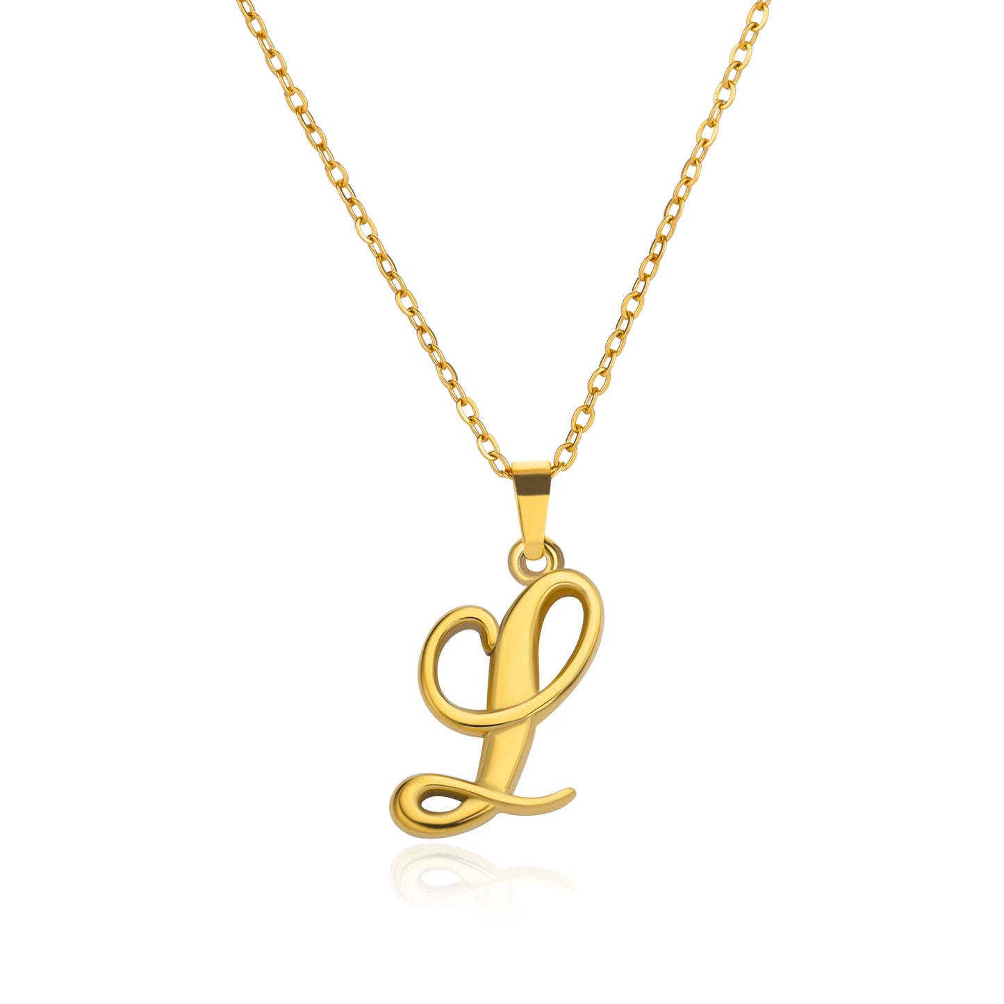 Women Stainless Steel Gold Color Initials Necklaces