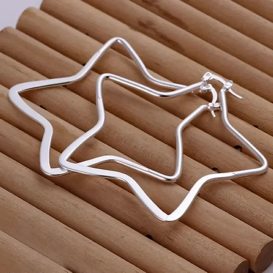 925 Sterling silver big earrings lovely nice fashion classic star Earring Jewelry for party gifts women lady