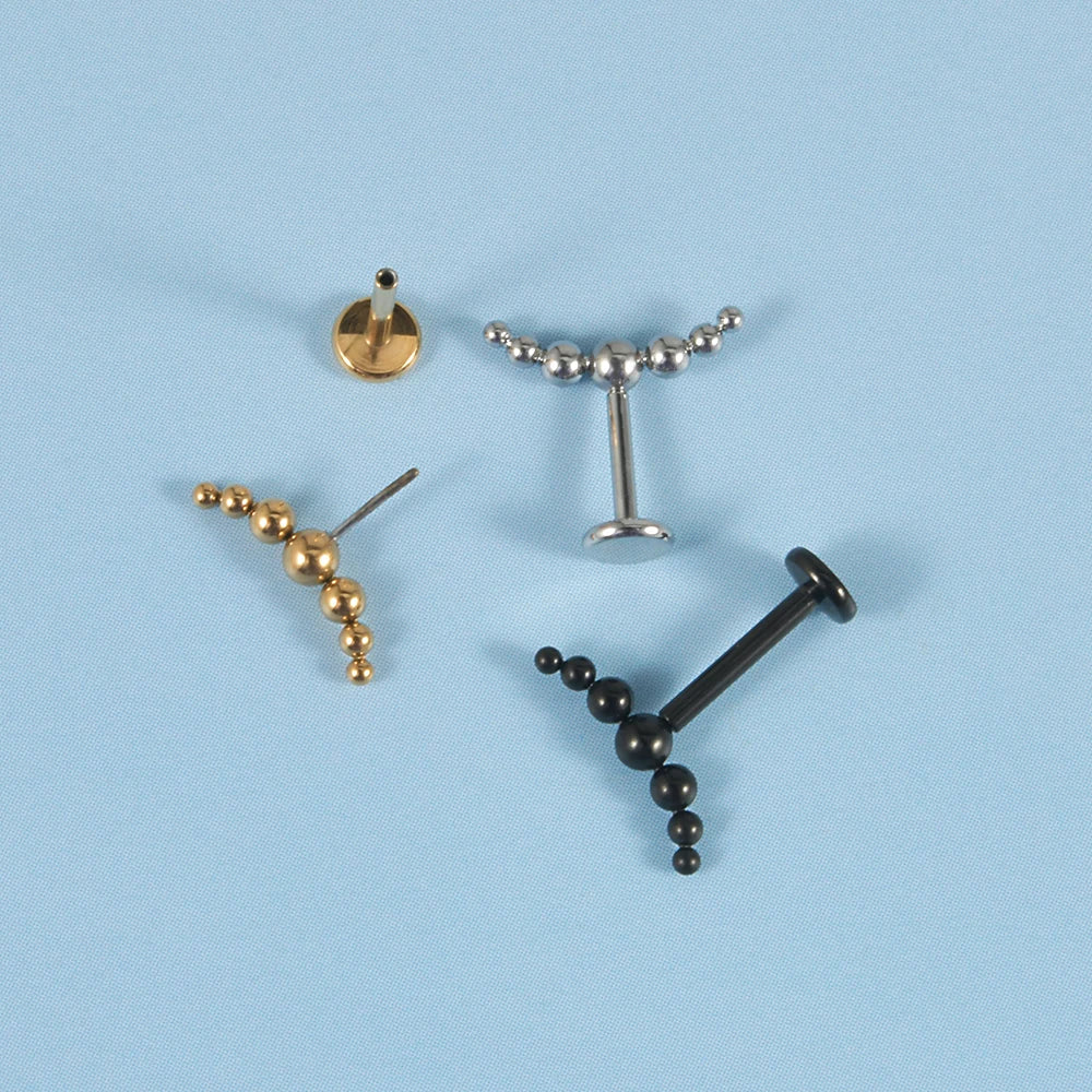 Beads Threadless Cluster Vertical Helix Earring 16G Monroe Cartilage Labret Lip Stud Tragus Piercing
