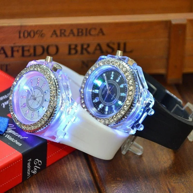 LED Light Watch Unisex Silicone Wrist Watch Rhinestone - Buy One Get Free π₯