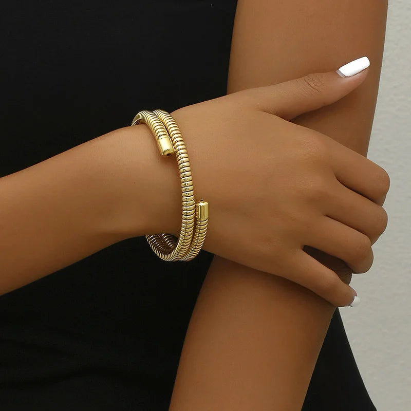 Exaggerated and Minimalist Multi-layer Adjustable Opening Bracelet for Women