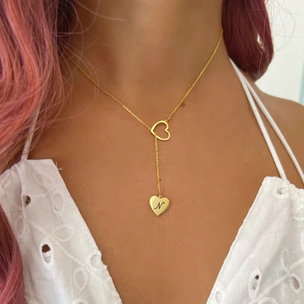 Custom Carving Love Heart Pendant Stainless Steel - Silver -30% off Free Shipping