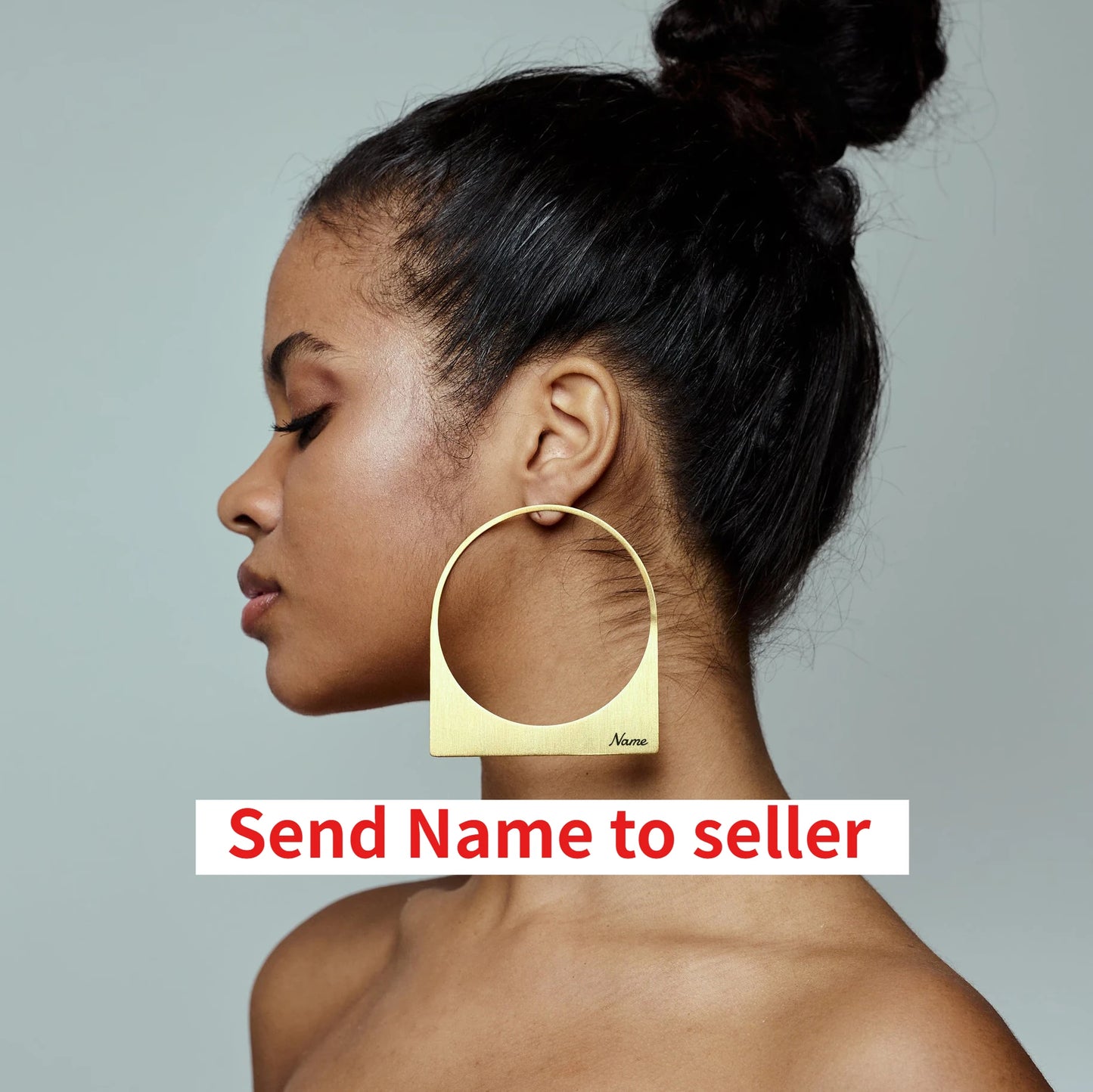 African Large Hoop Earring with Custom Name Middle East Dubai 18K Gold P - BOGO Free 🔥