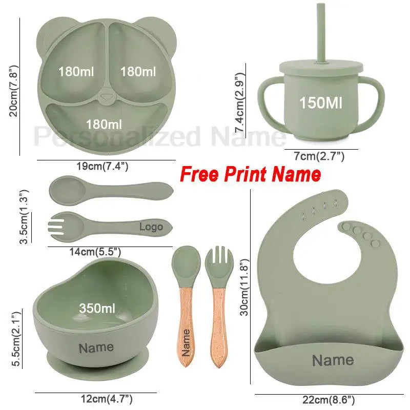 Feeding Set Silicone For Baby Sucker Bowl Dishes Plate For Kids