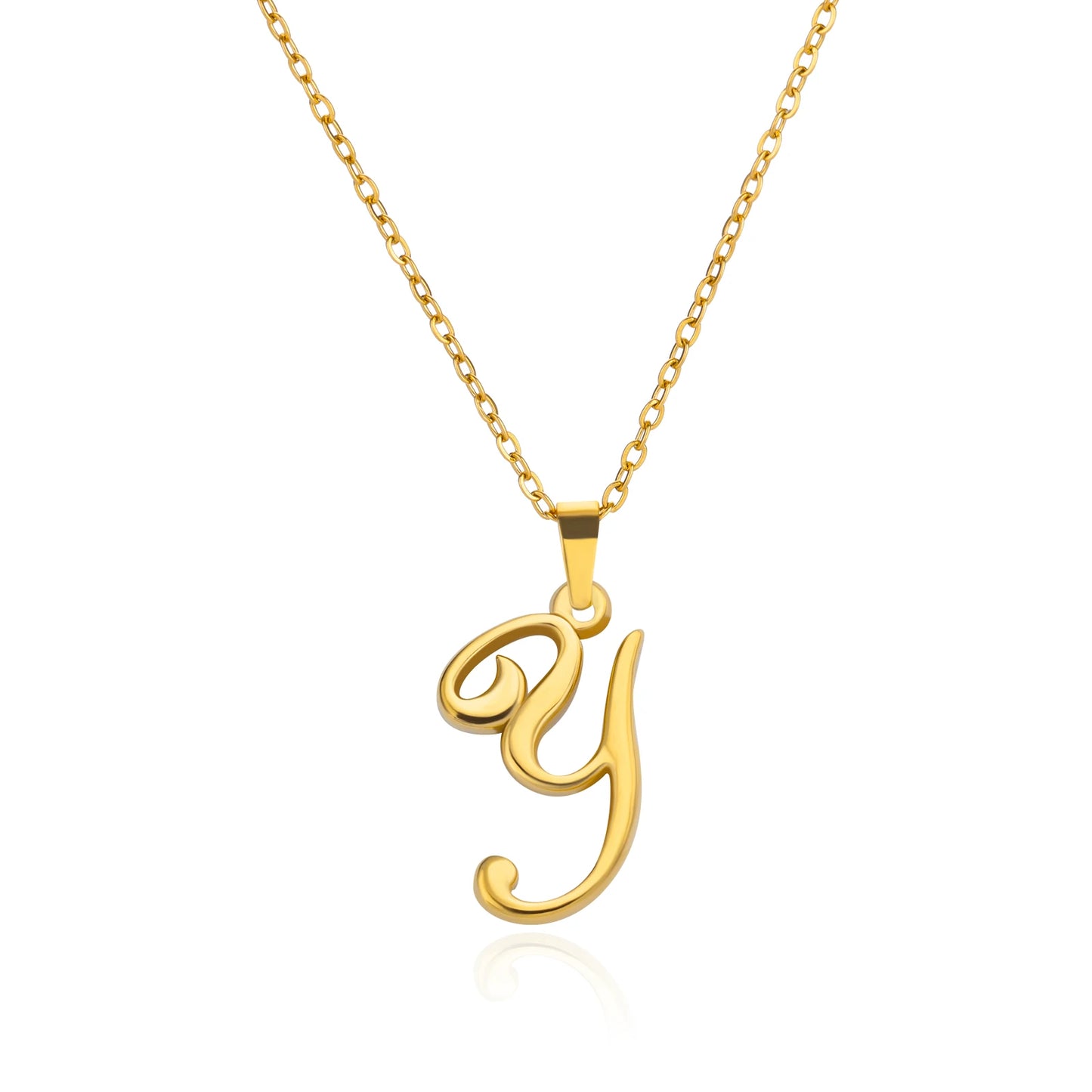 Women Stainless Steel Gold Color Initials Necklaces