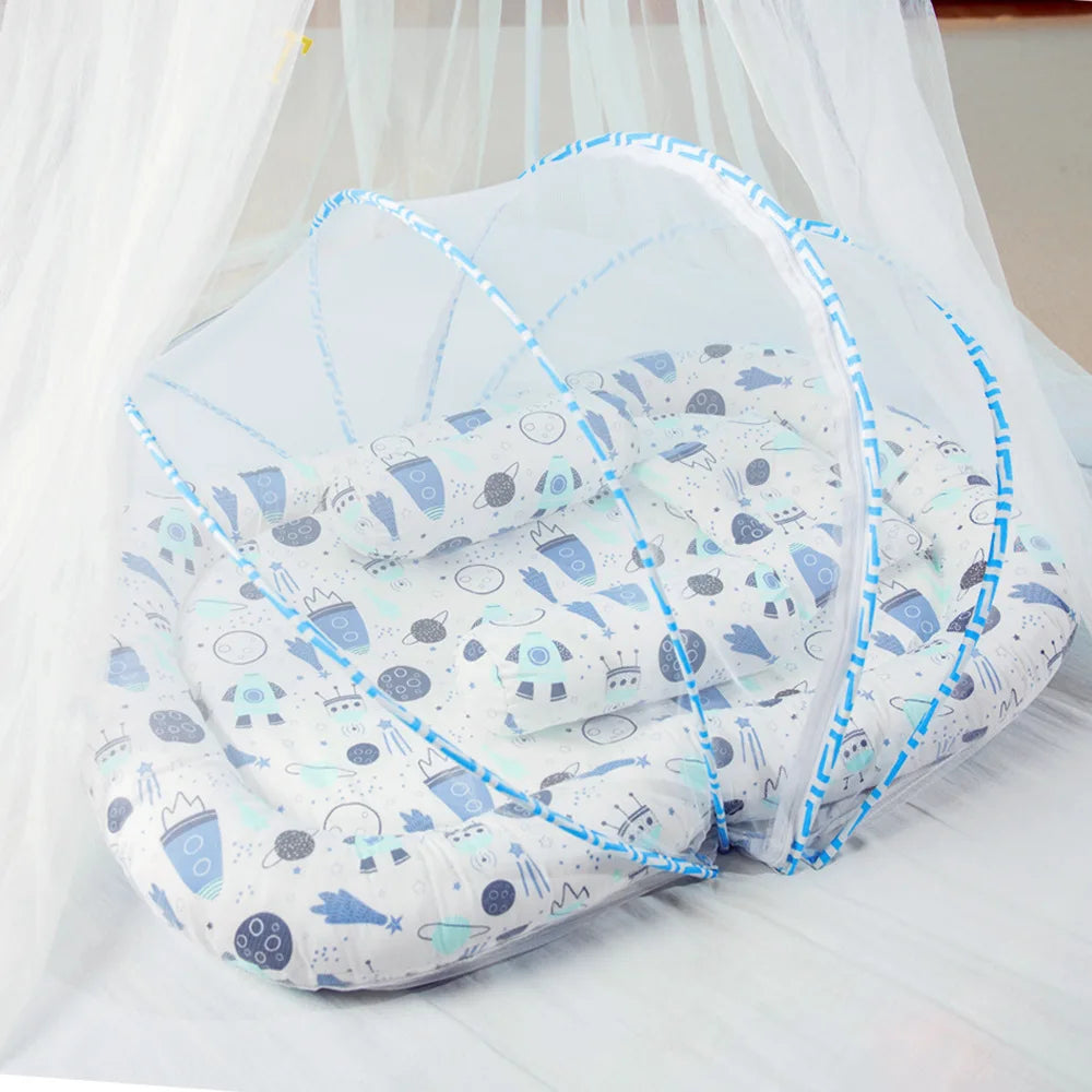 5pcs Portable Neonatal Sleeping Pad Mattress Crib in a Bed Baby Mosquito Net