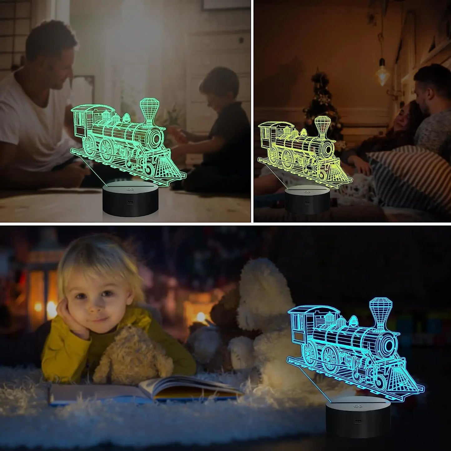 Steam Train Night Light LED 3D Illusion