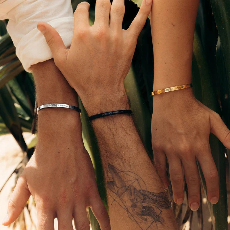 Mantra Bangle Cuff Stainless Steel