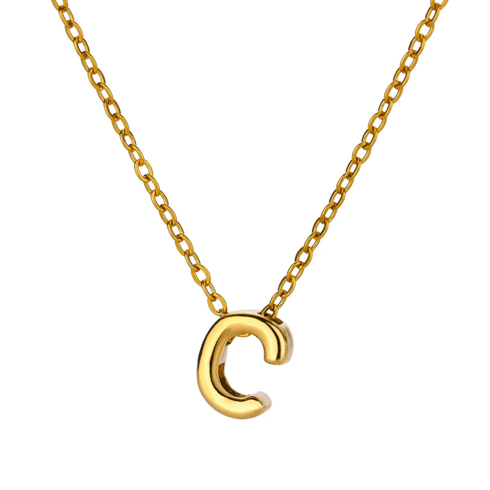 Stainless Steel Gold Color Initial Necklaces