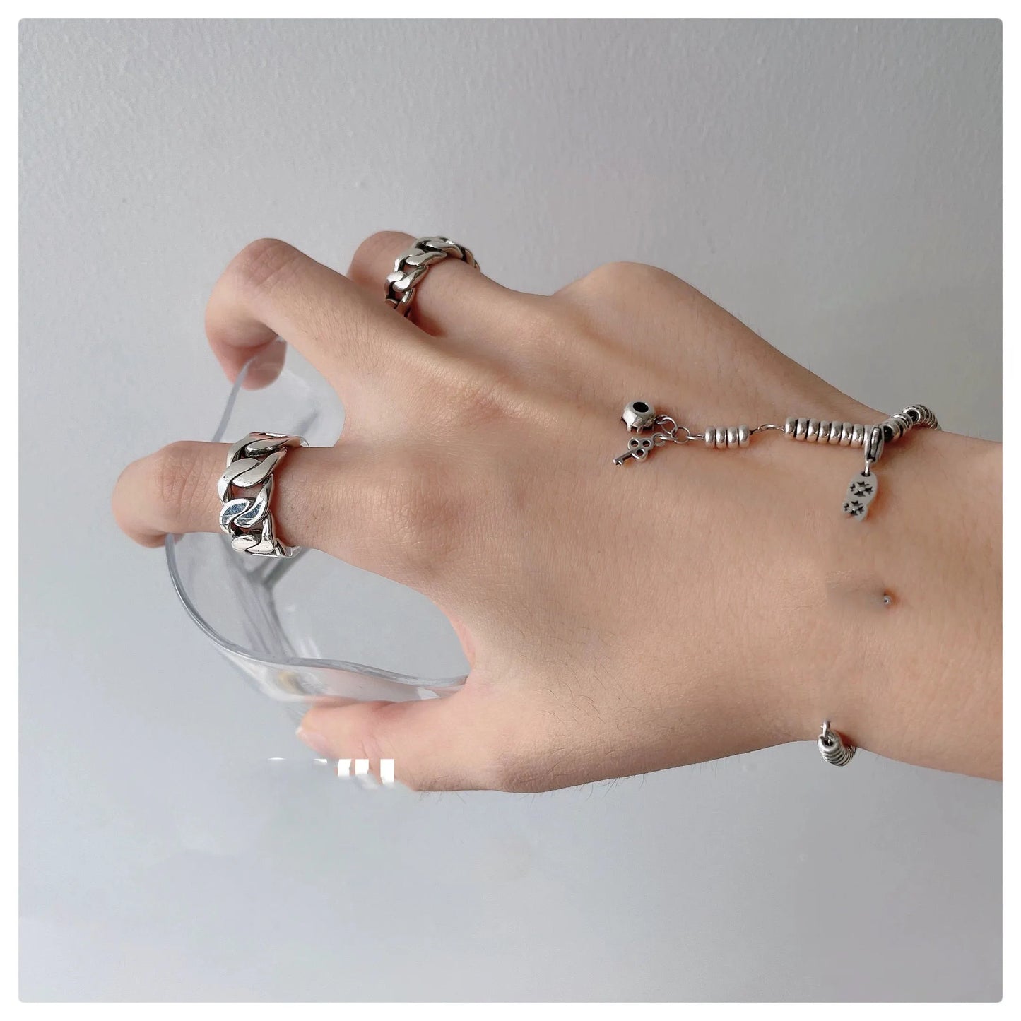 925 Sterling Silver GeometricAdjustable Simple Chain Ring - Buy One Get one Free π₯