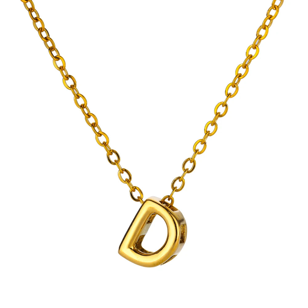 Stainless Steel Gold Color Initial Necklaces