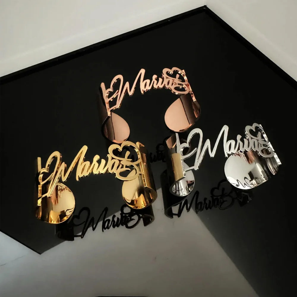 4cm Stainless Steel Nameplate Big Cuff Bangles Gift