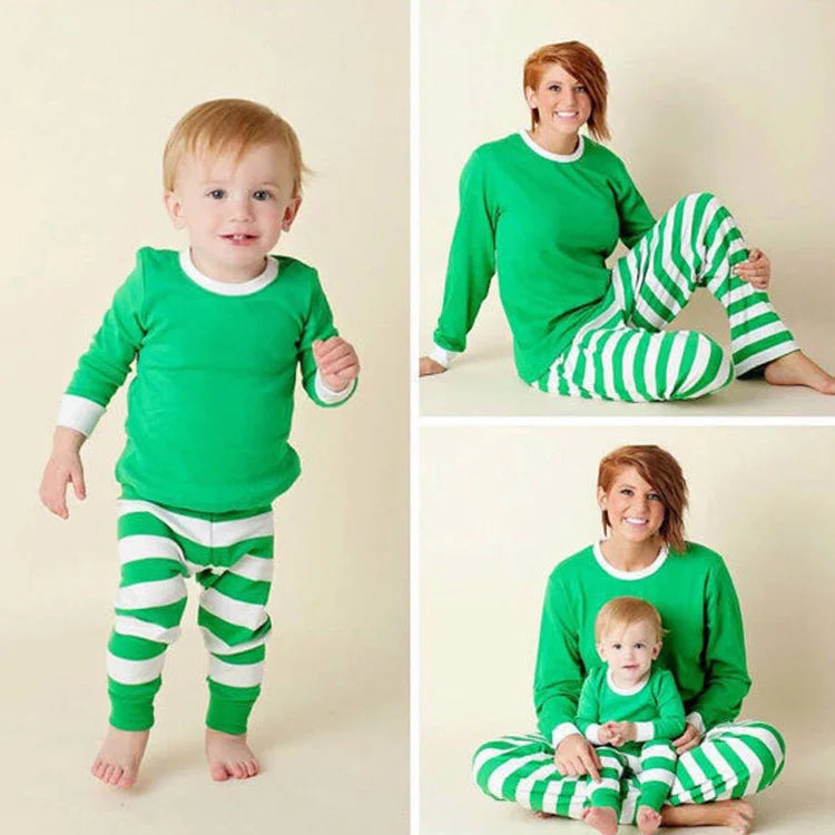 Christmas Family Pajamas Set Striped