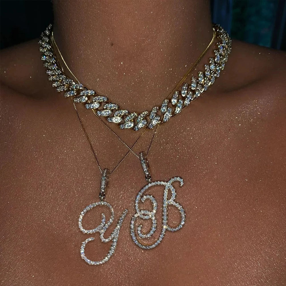A-Z Cursive Initial Letter Name Pendant Necklace For Women
