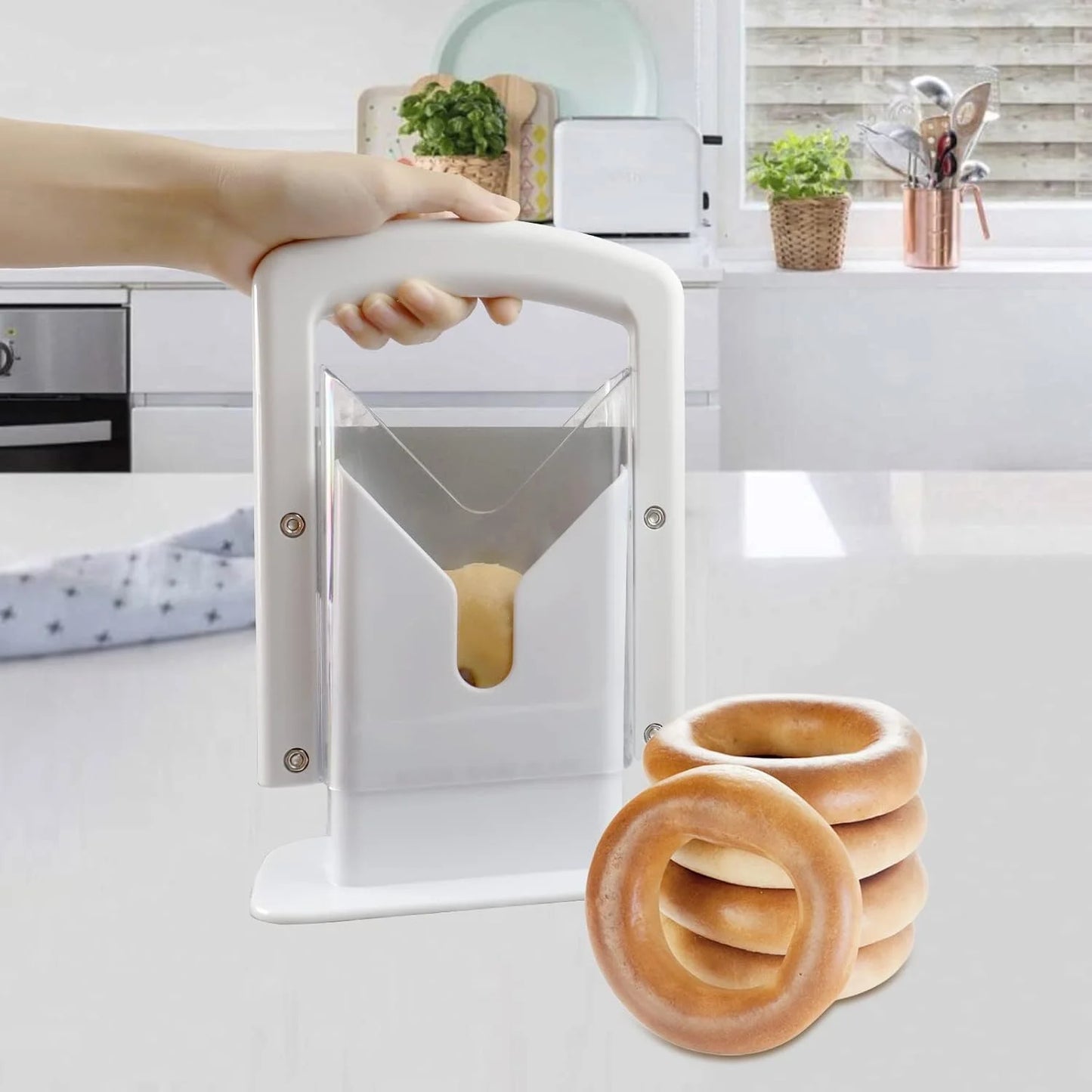Bagel Slicer,Perfect for Bagels, Safe , Guillotine