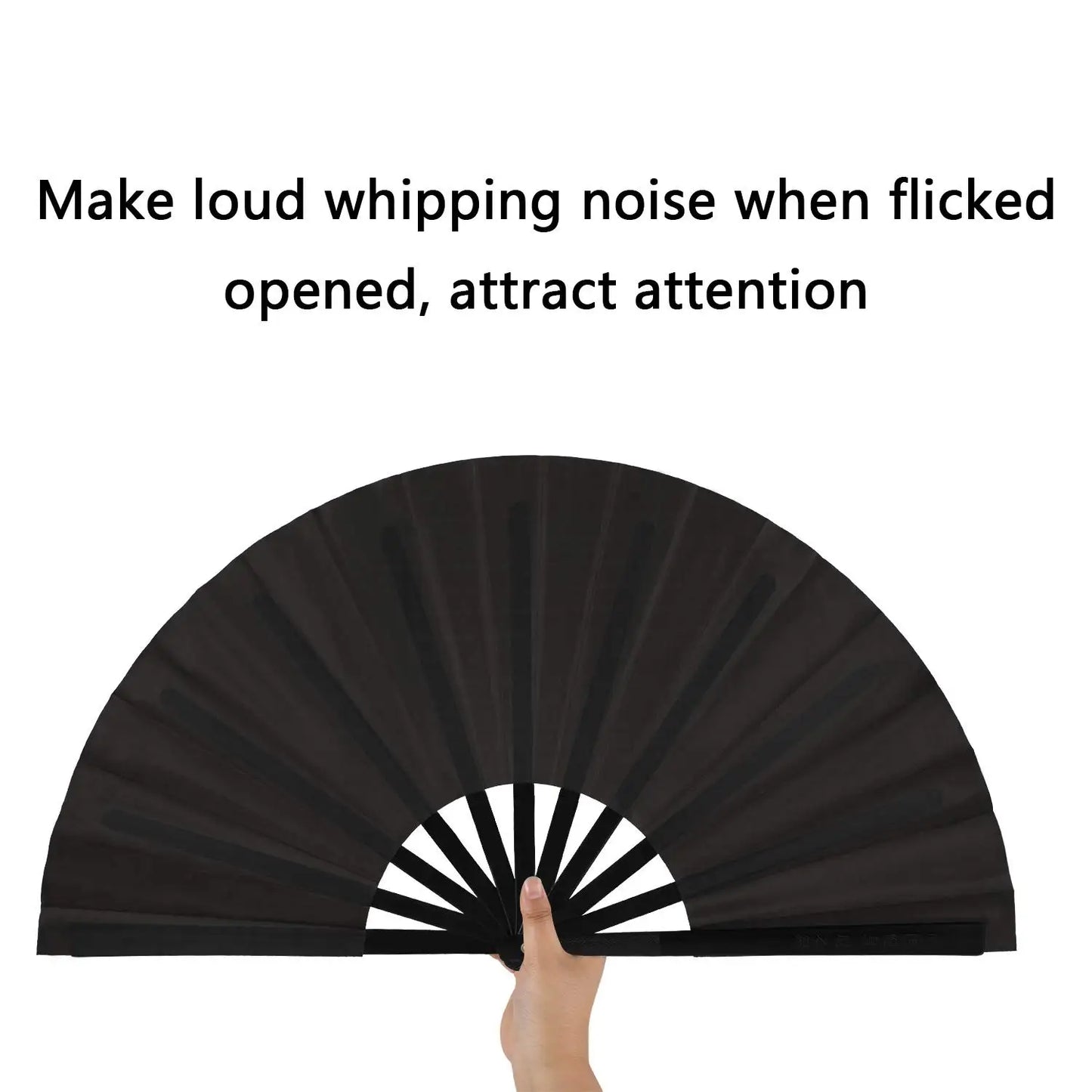 2 Large Folding Fan Nylon Cloth Handheld Folding Fan Chinese Kung Fu Tai Chi Fan Black Decoration Fold Hand Fan For Pa