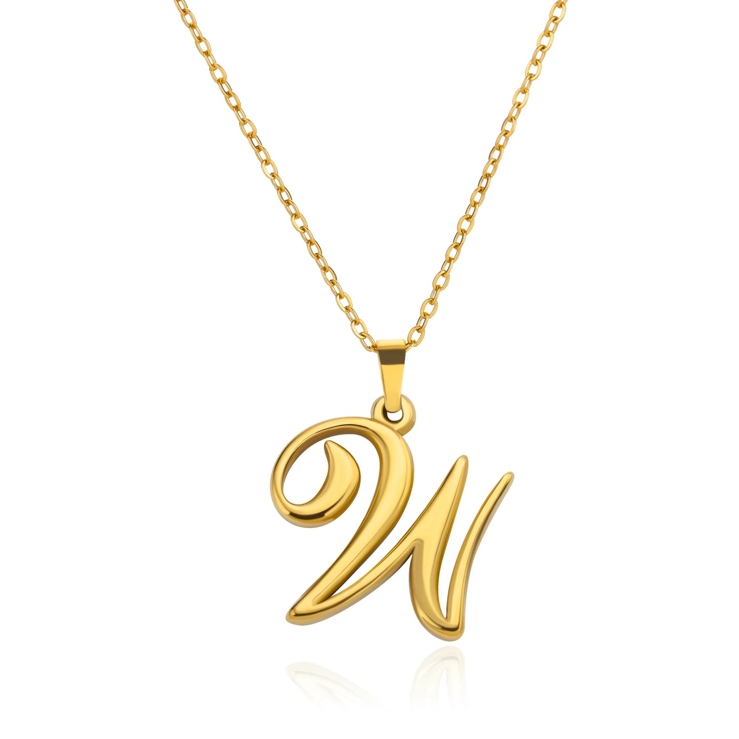 Women Stainless Steel Gold Color Initials Necklaces