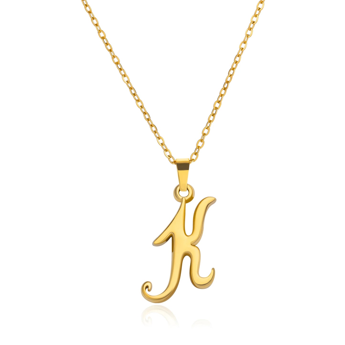 Women Stainless Steel Gold Color Initials Necklaces