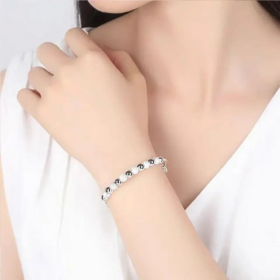 Charms Silver Color Luxury Beads Bracelets Bangles