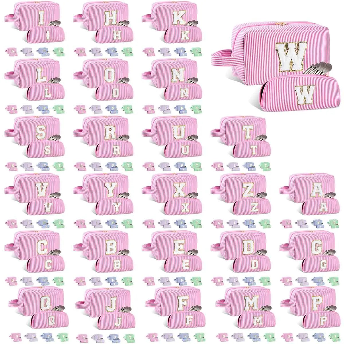 2PCS Cute Multi-color Cosmetic Bag With Initials Black and Blue - Free Shipping