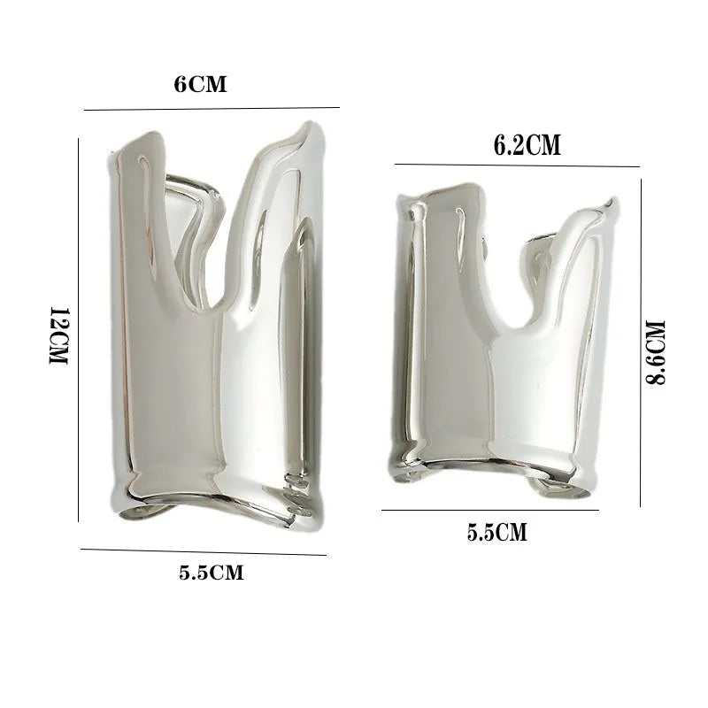 Exaggerated Irregular Wide Edge Bracelet Women's Silver Long Arm Bracelet
