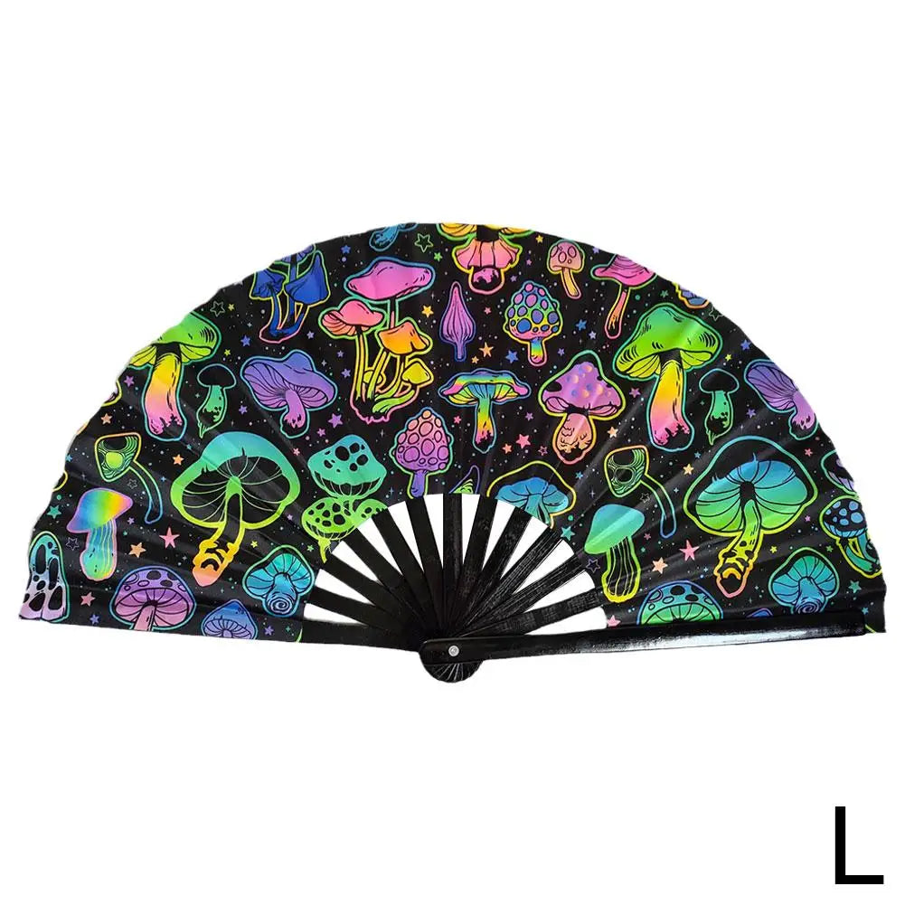 Large Folding Hand Rave Fan Colorful Reflective Foldable Fan