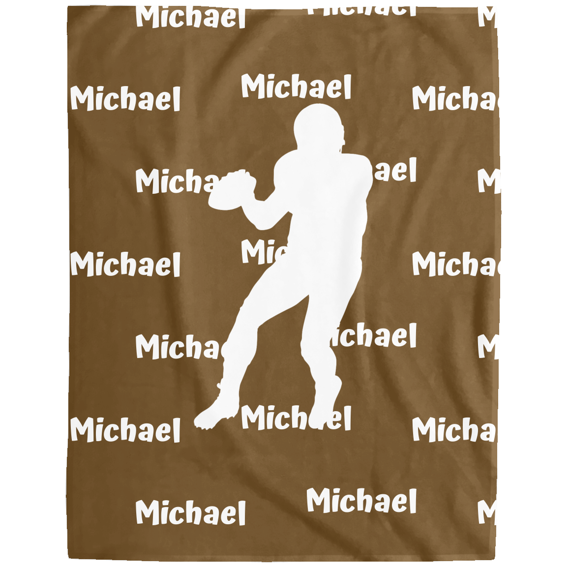 Football Blanket, Personalized Custom Name Plush Fleece Blanket,