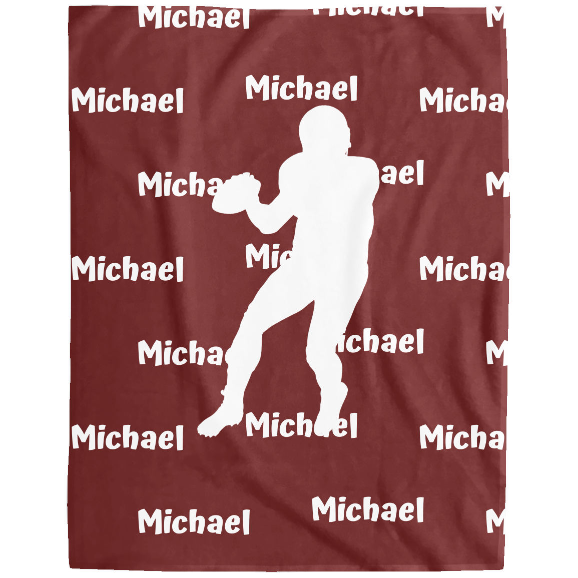Football Blanket, Personalized Custom Name Plush Fleece Blanket,