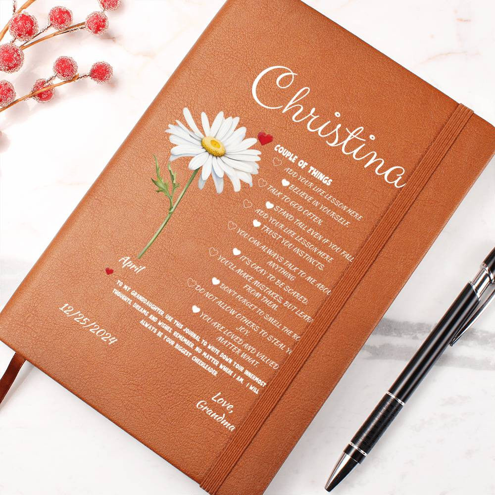 The Granddaughter Birth Flower/ Life lesson Journal - Personalized 10% Off Free Shipping