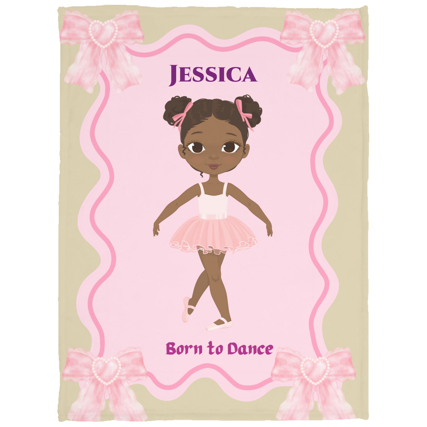 Black Baby Girl Name Blanket, Plush Soft Fleece Kids Blanket