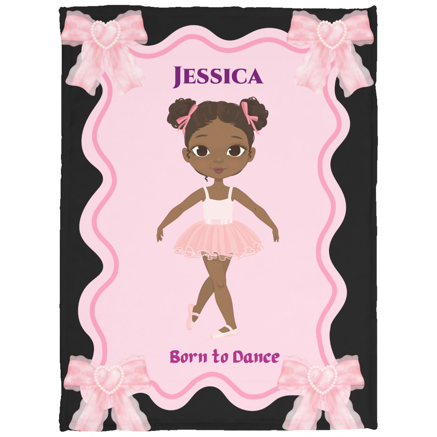 Black Baby Girl Name Blanket, Plush Soft Fleece Kids Blanket