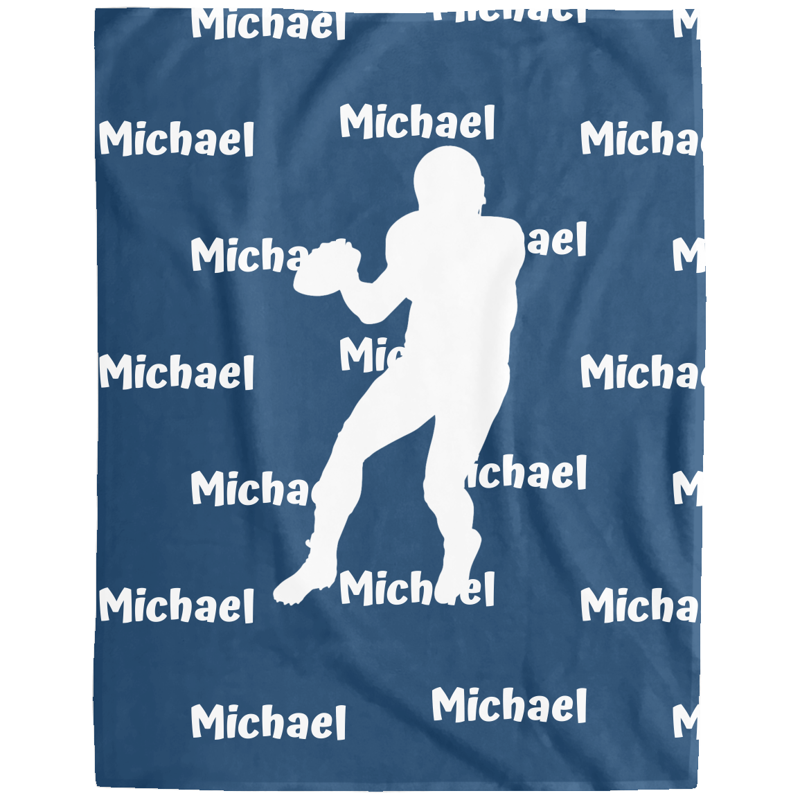 Football Blanket, Personalized Custom Name Plush Fleece Blanket,