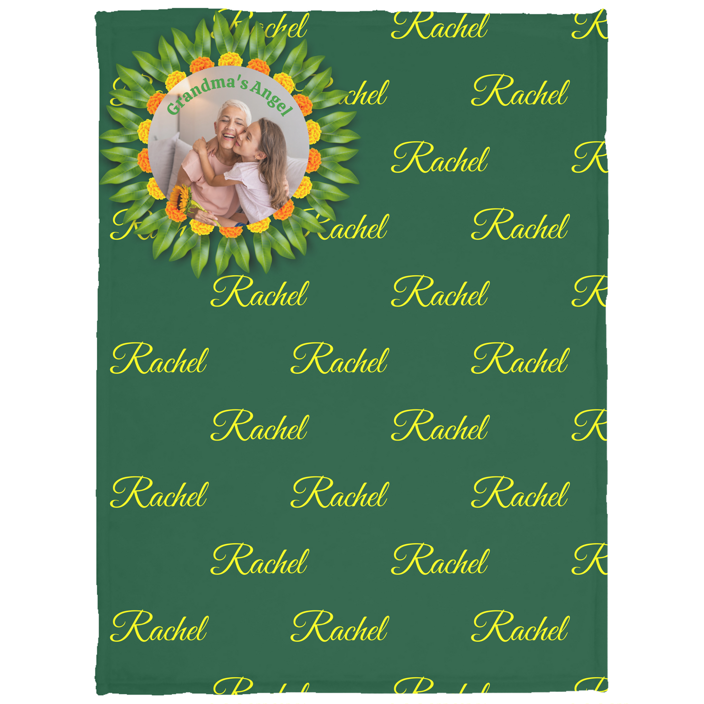 Grandparent Flower Name Blanket - Personalized Cozy Plush Fleece Blanket - 30x40