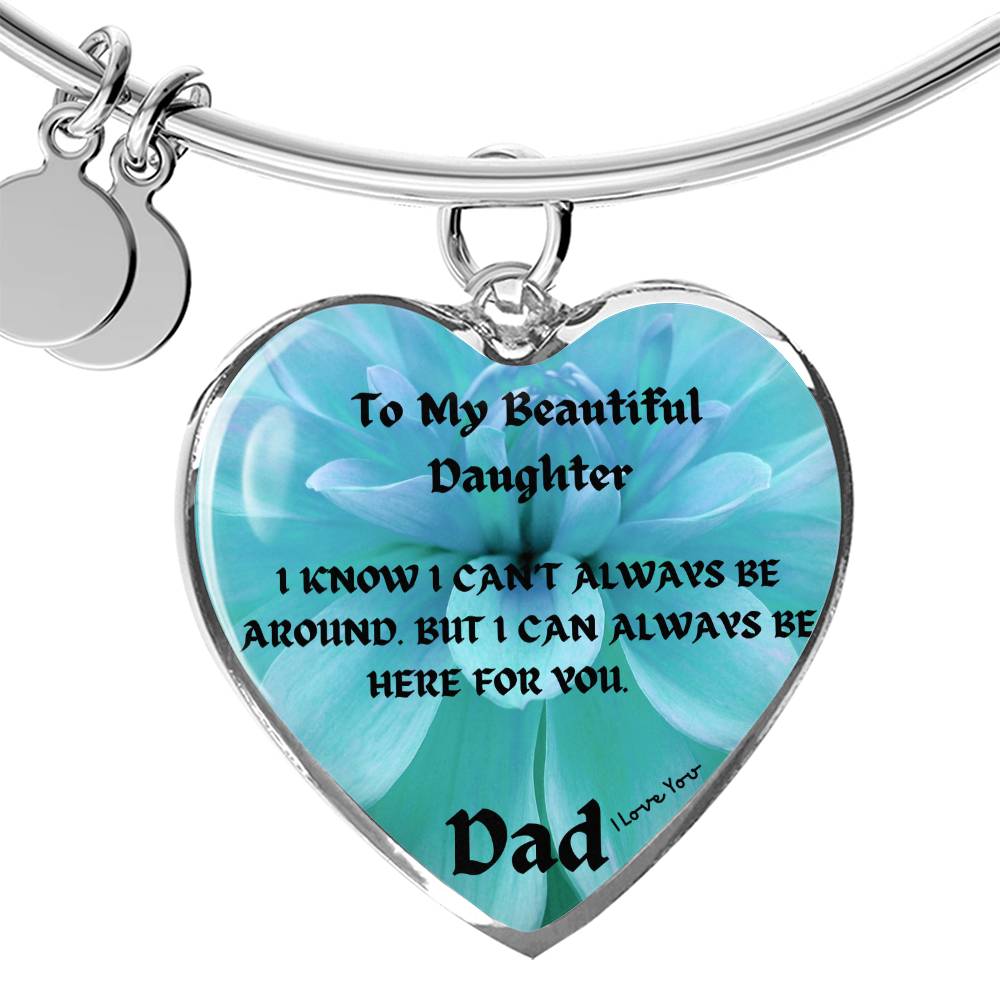 To My Beautiful Daughter Heart Bangle Bracelet, Father Daughter Gift