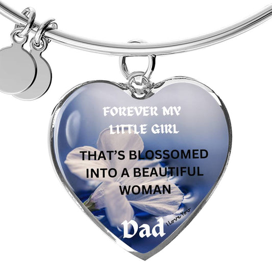 Forever My Little Girl Heart Bangle Bracelet, Daddy Daughter Gift