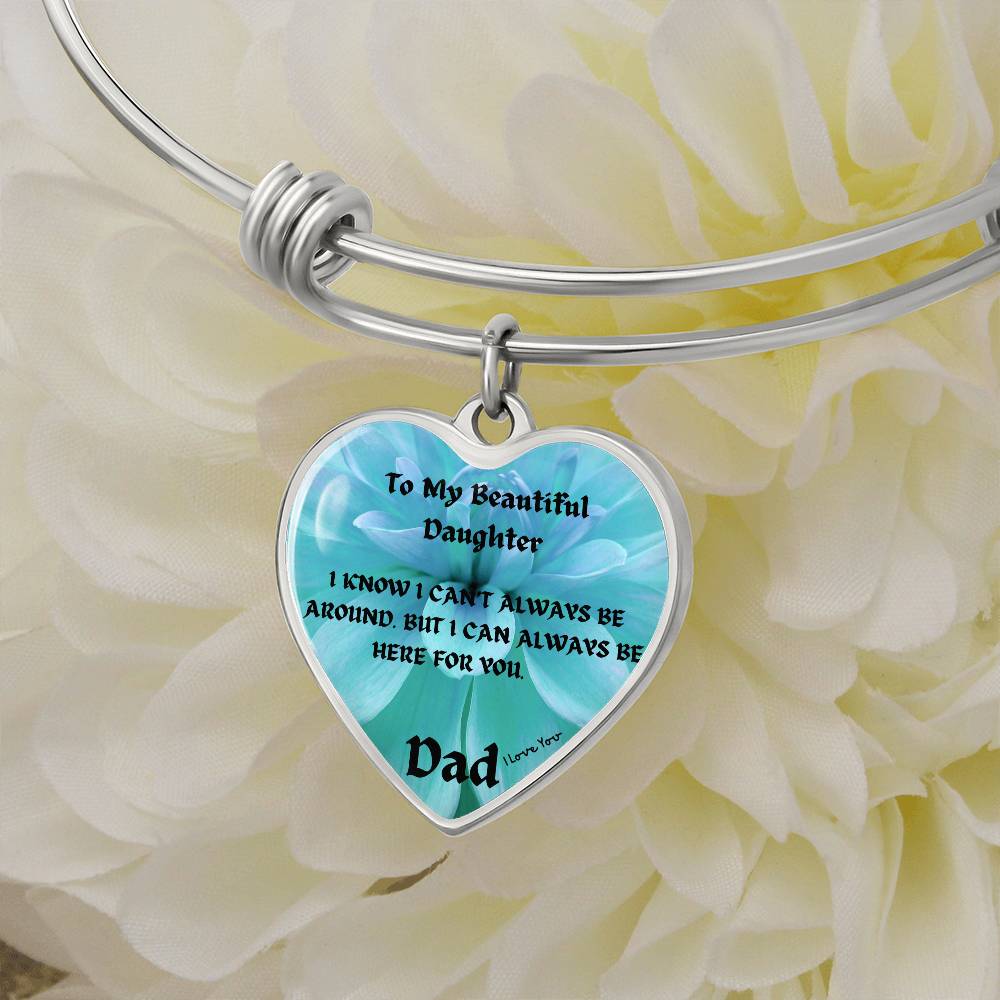 To My Beautiful Daughter Heart Bangle Bracelet, Father Daughter Gift