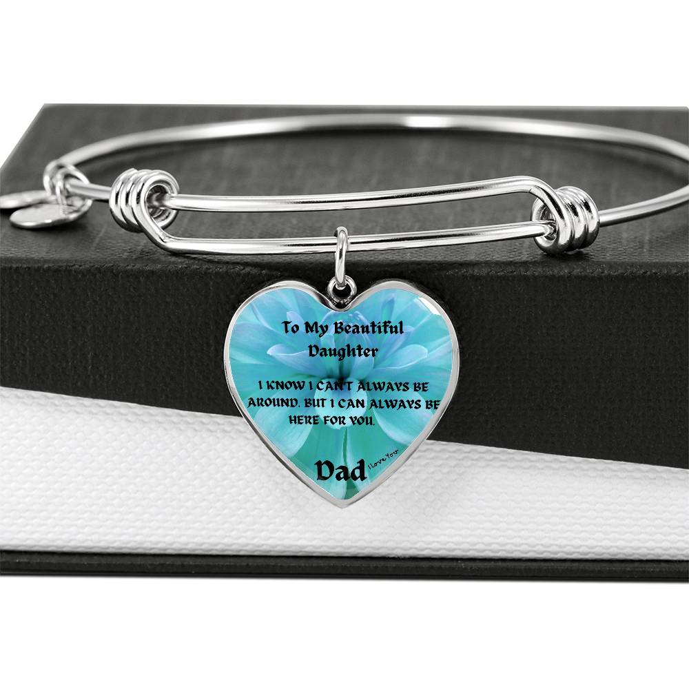 To My Beautiful Daughter Heart Bangle Bracelet, Father Daughter Gift