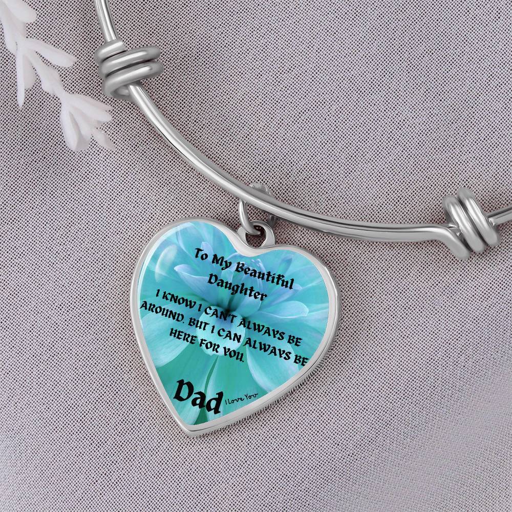 To My Beautiful Daughter Heart Bangle Bracelet, Father Daughter Gift