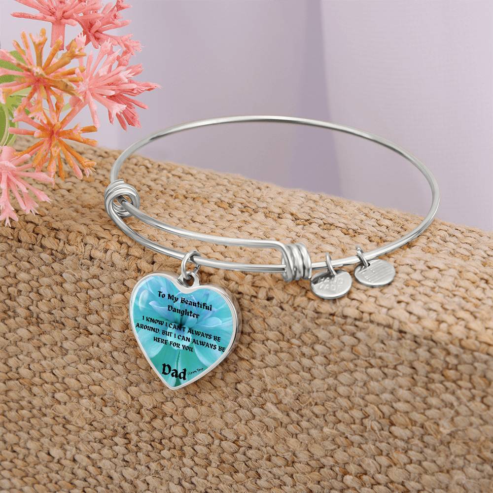 To My Beautiful Daughter Heart Bangle Bracelet, Father Daughter Gift