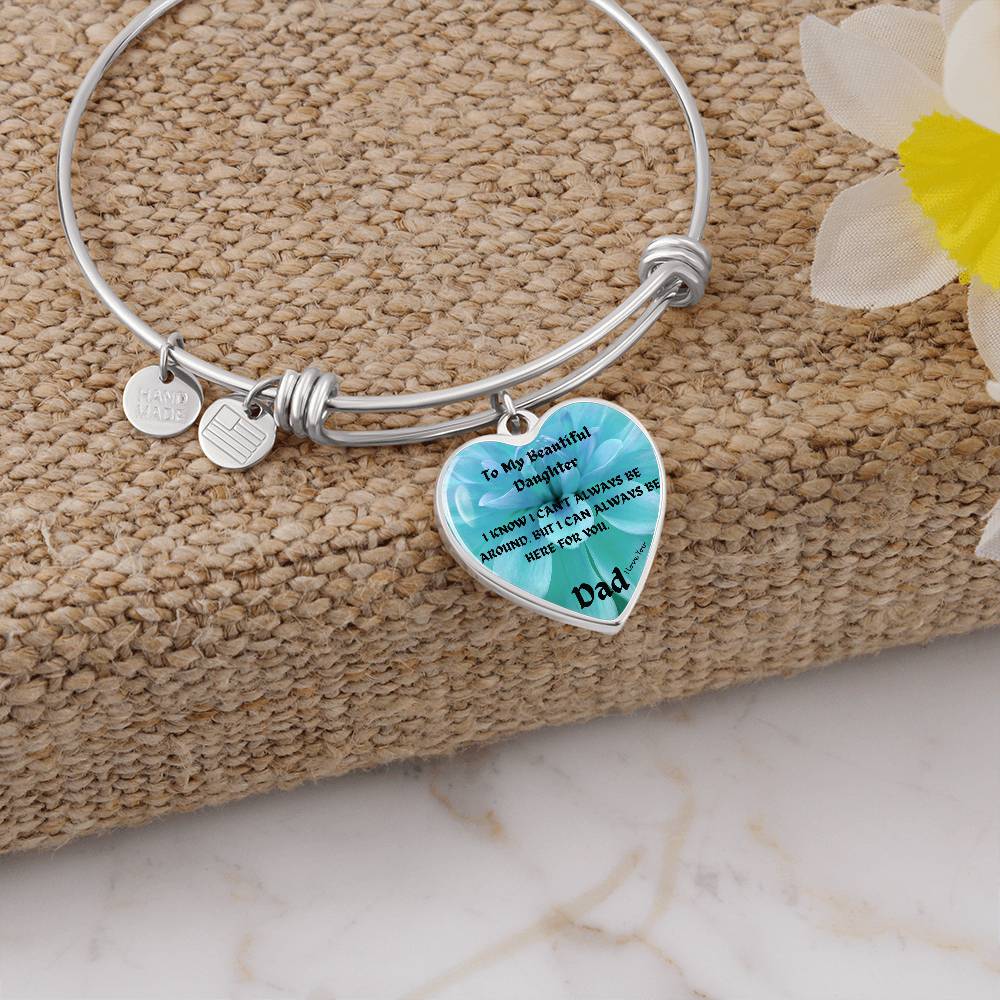 To My Beautiful Daughter Heart Bangle Bracelet, Father Daughter Gift