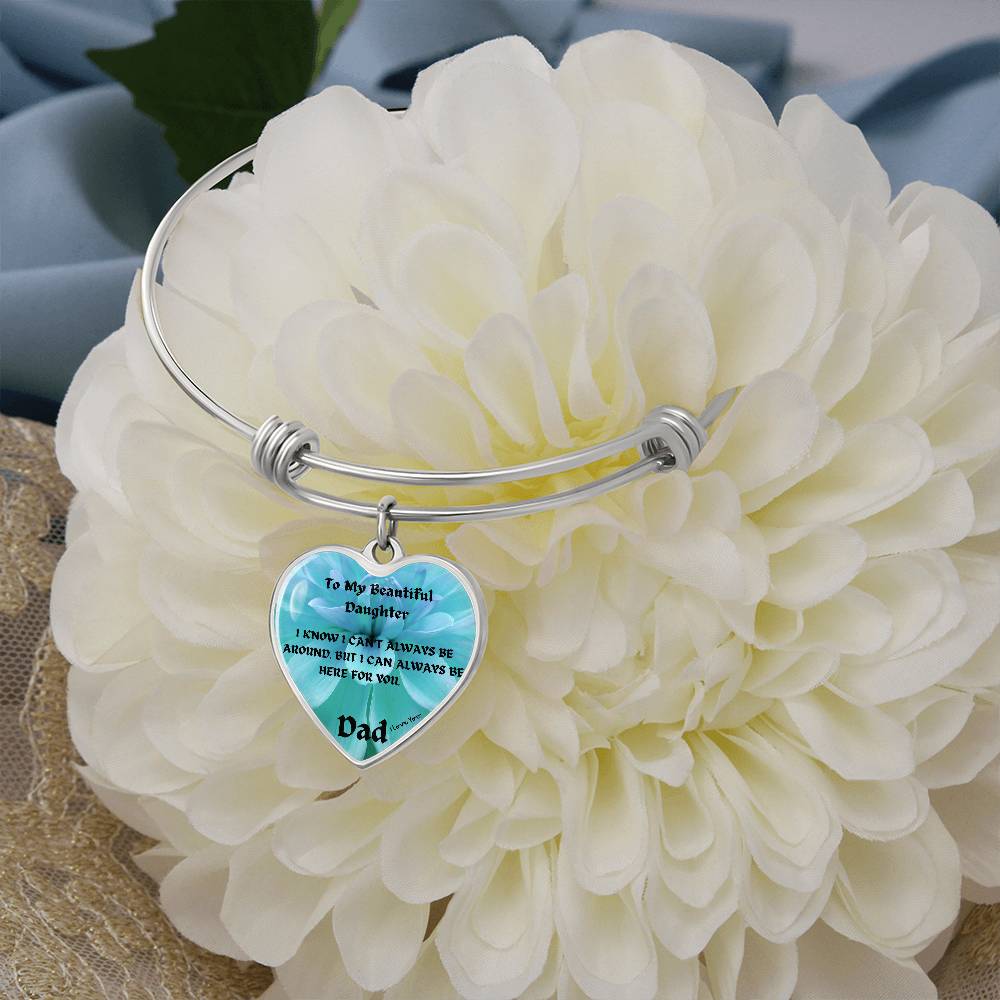 To My Beautiful Daughter Heart Bangle Bracelet, Father Daughter Gift
