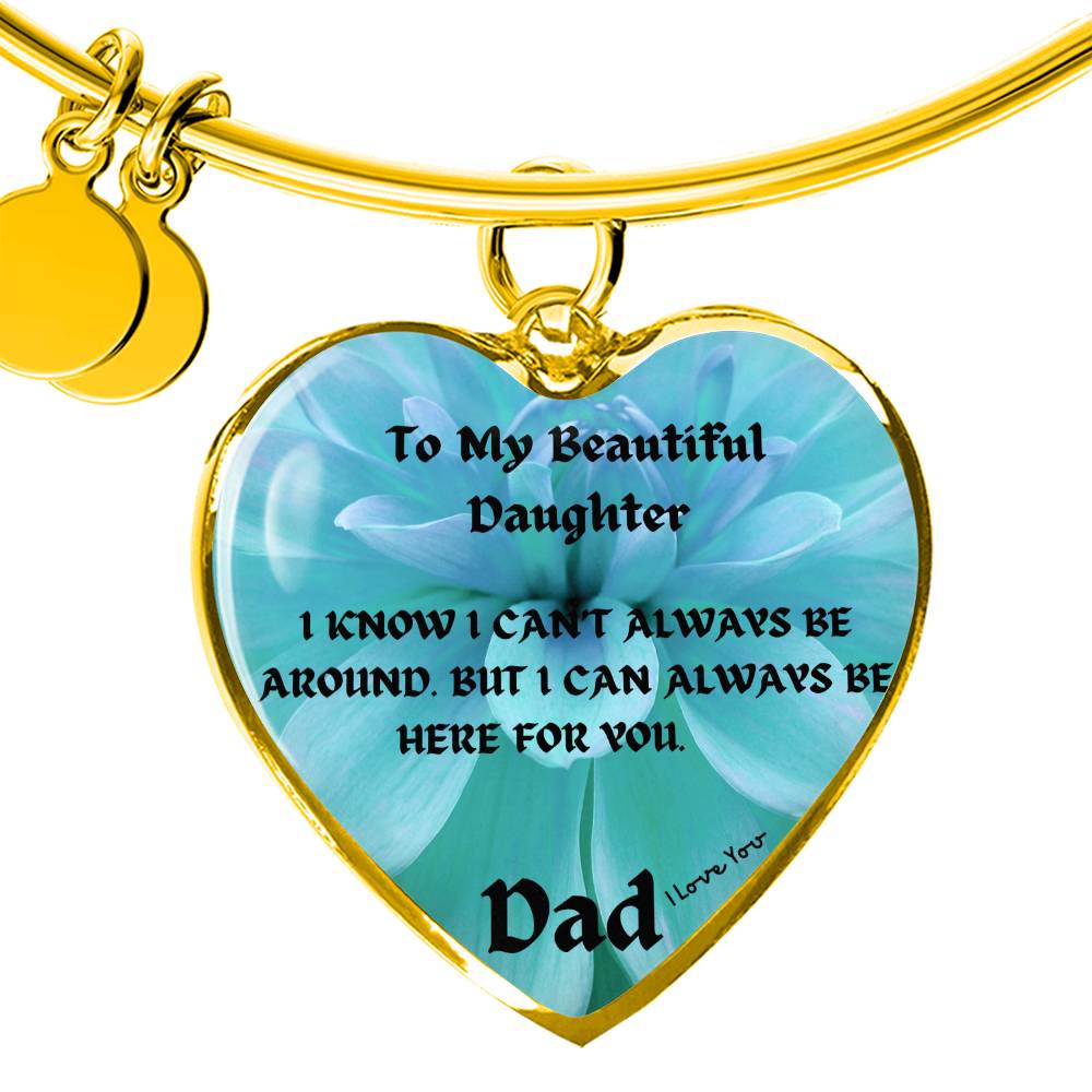 To My Beautiful Daughter Heart Bangle Bracelet, Father Daughter Gift