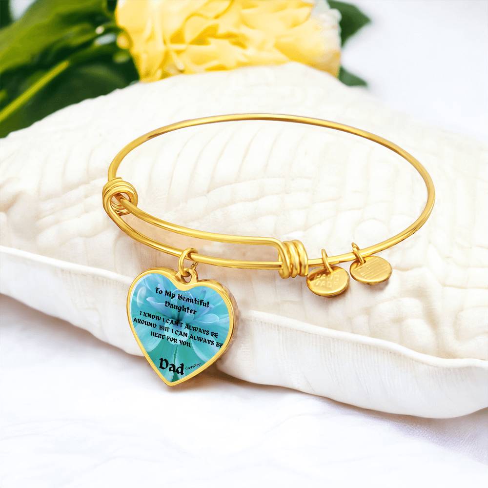 To My Beautiful Daughter Heart Bangle Bracelet, Father Daughter Gift